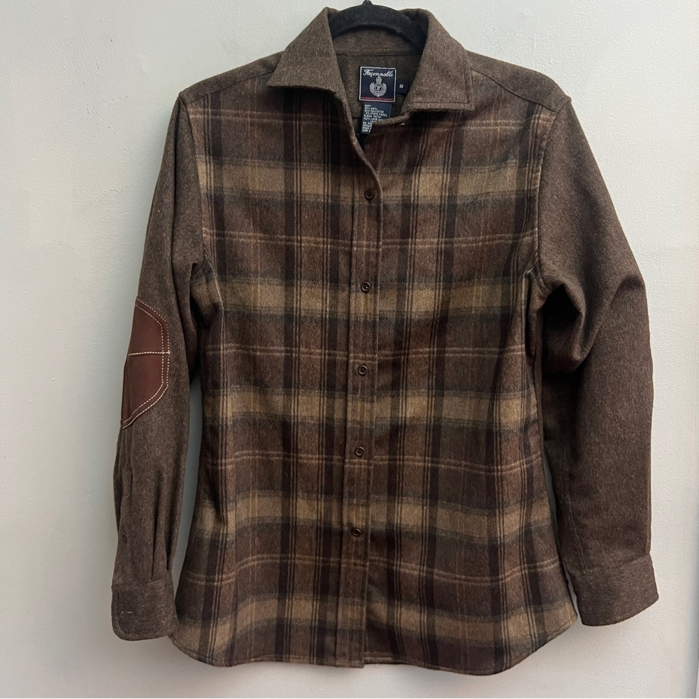 Façonnable By Albert Goldberg Wool Blend Shirt With Suede Elbow Patches, Small